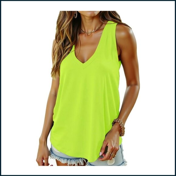 Women's Neon Yellow Green Muscle Tee 💛✨ - Picture 1 of 7